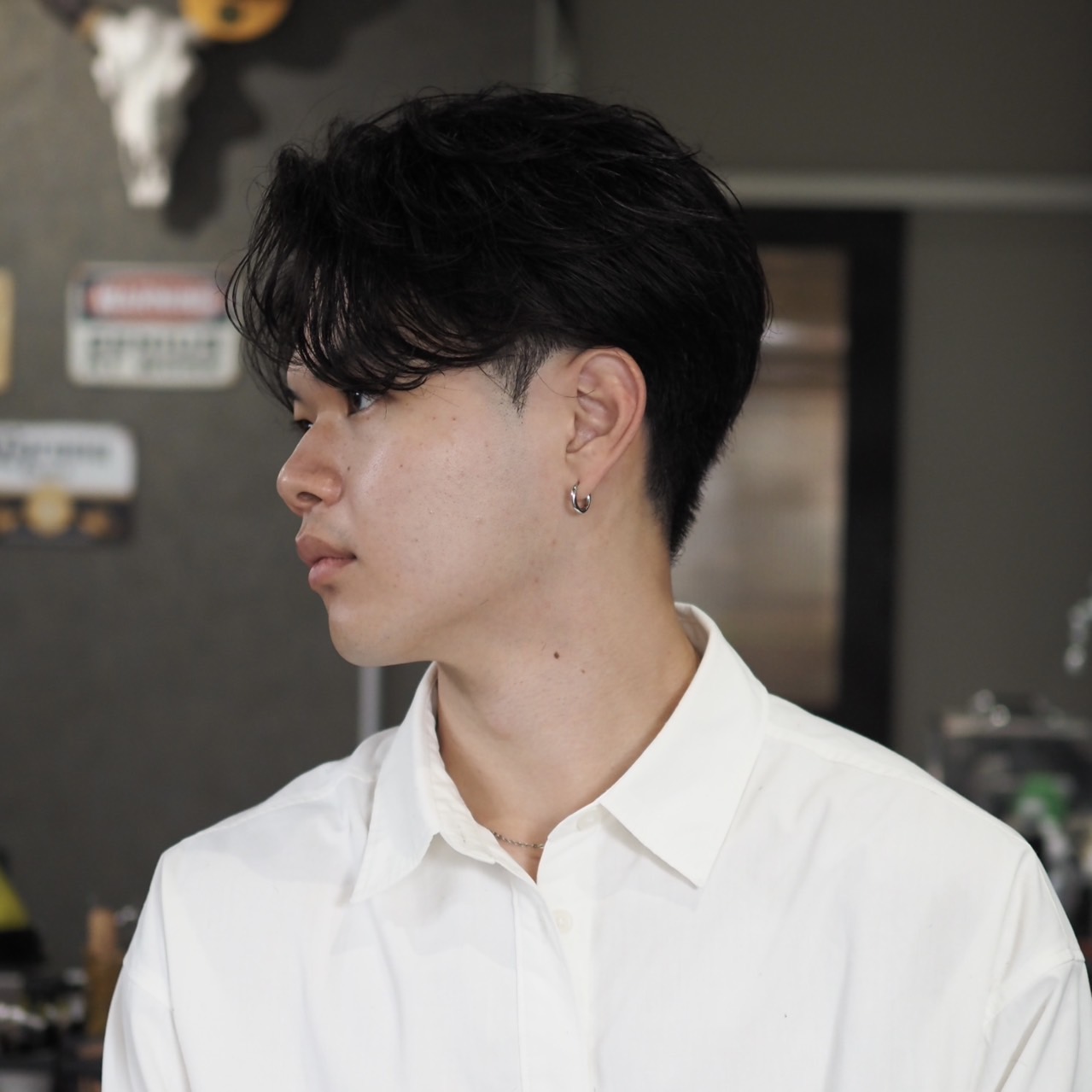 センターパートスタイル